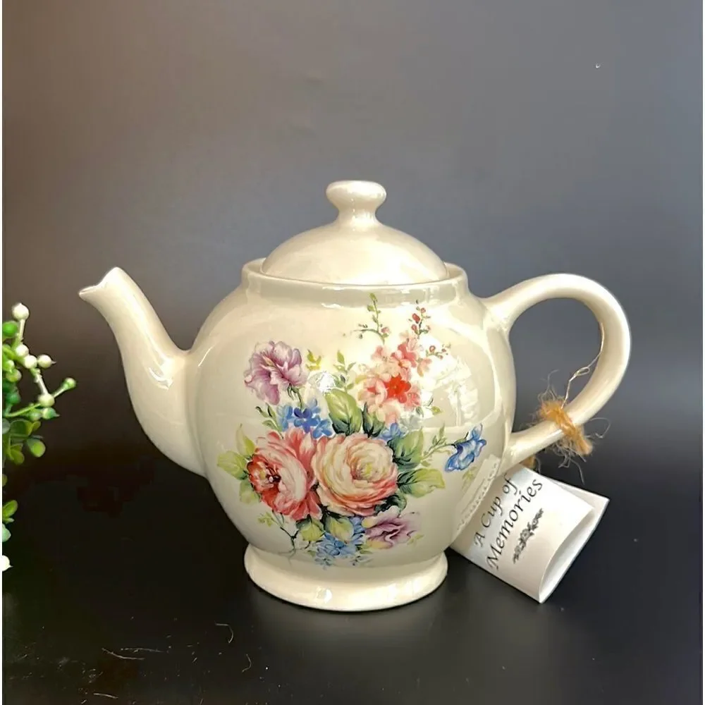 NEW Lily Creek Martha Vaughn Collection A Cup of Memories Teapot Floral